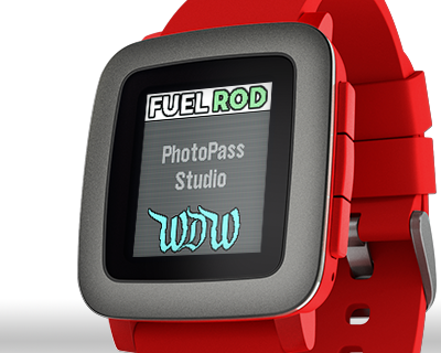 An image of a Pebble smartwatch, on the screen of which is displayed the text 