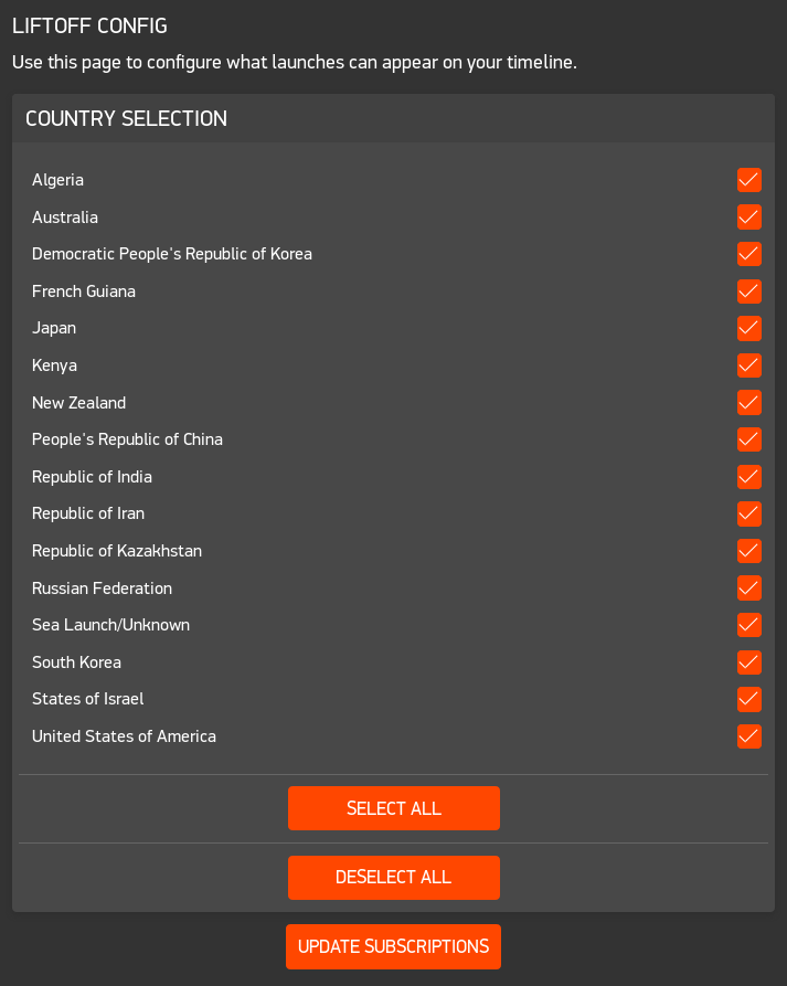 A screenshot depicting the launch options of Liftoff
